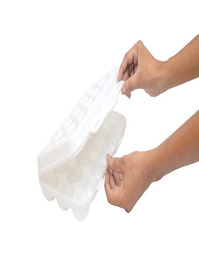 TGOPIT حامل بيض بلاستيكي من TGOPIT، قطعة واحدة، حاوية بيض للثلاجة، منظم تخزين بيض للمطبخ مع غطاء، صينية لـ 18 بيضة (أبيض) - Image 4